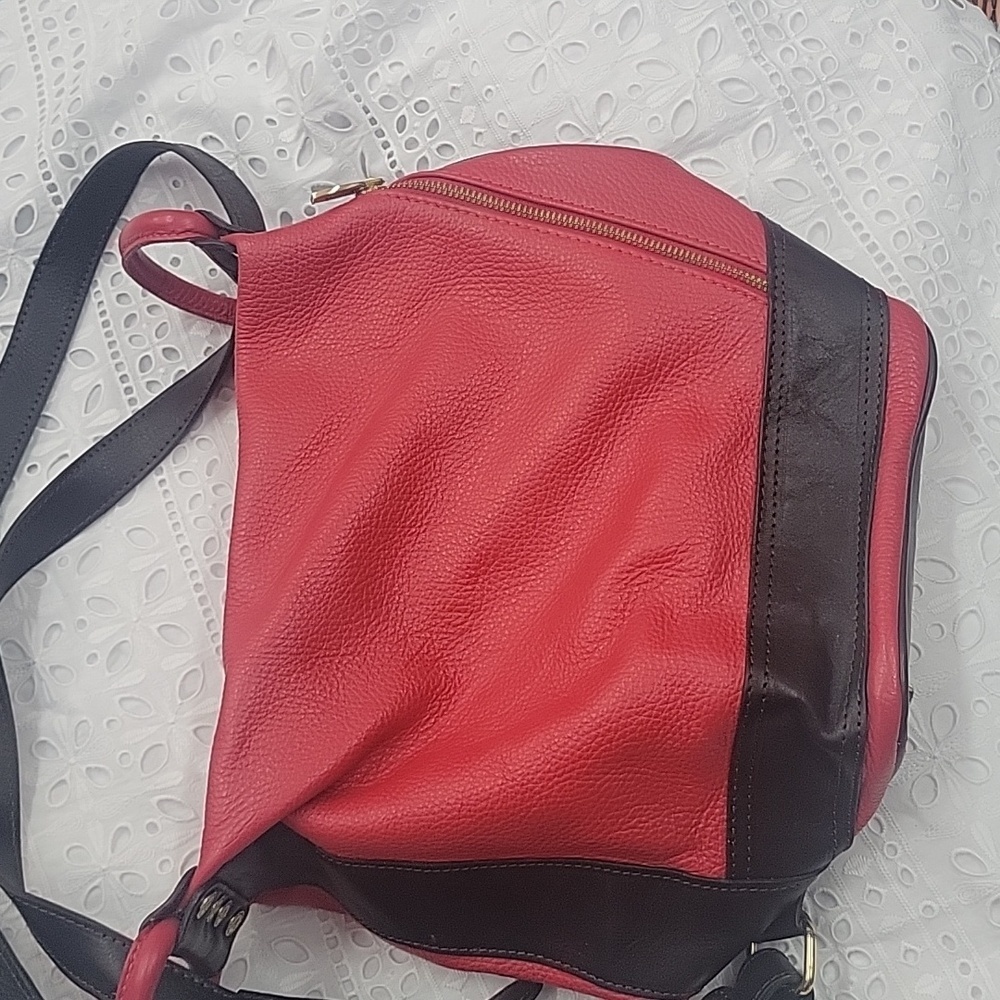 Leather red Valentina handbag